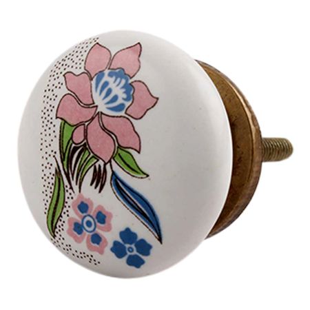 Multicolor Rose Ceramic Flat Cabinet Knob Online 